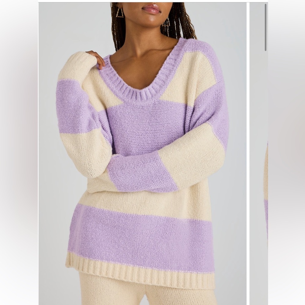 Lavender and Cream Striped Women's Sweater size XS NEW WITH TAGS